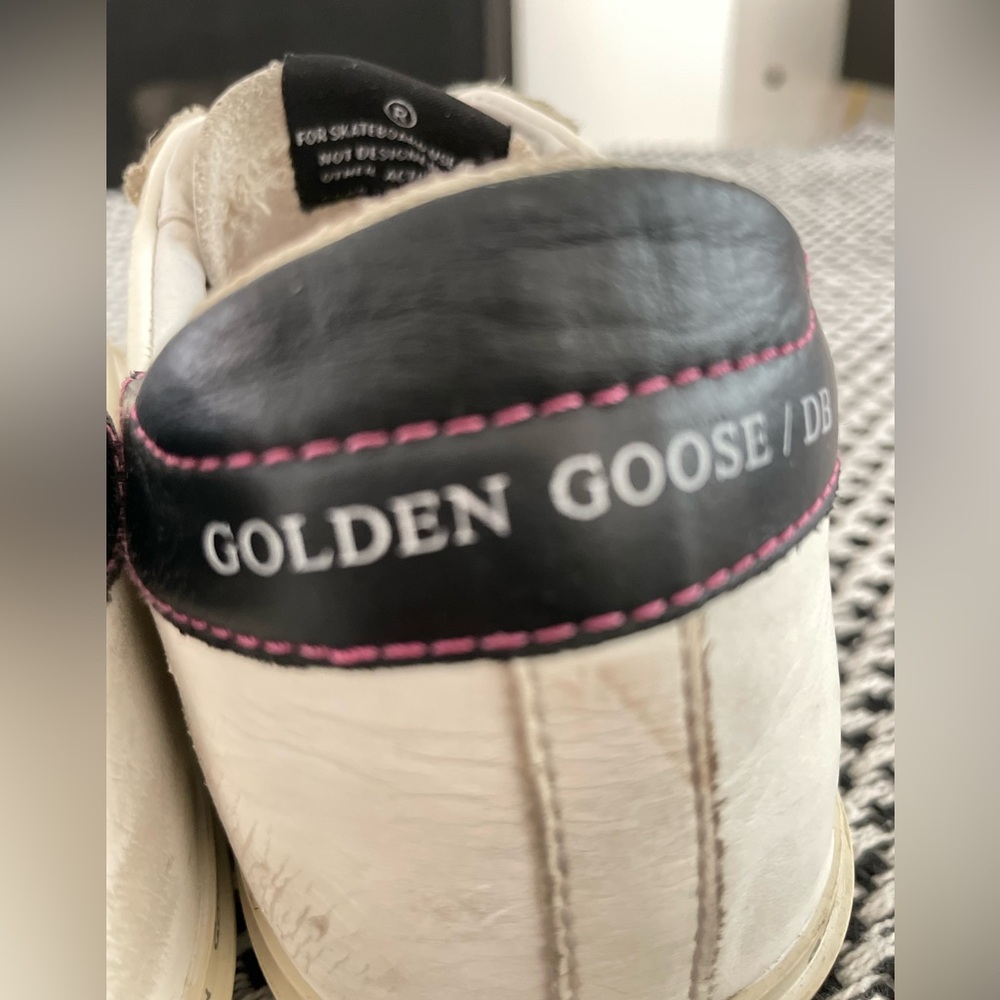 Golden Goose Hi Star Platform Sneakers White Leather Pink Glitter 39 size 8.5 - Picture 11 of 11